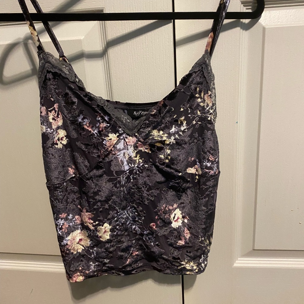 Floral Lace Trim Camisole Top